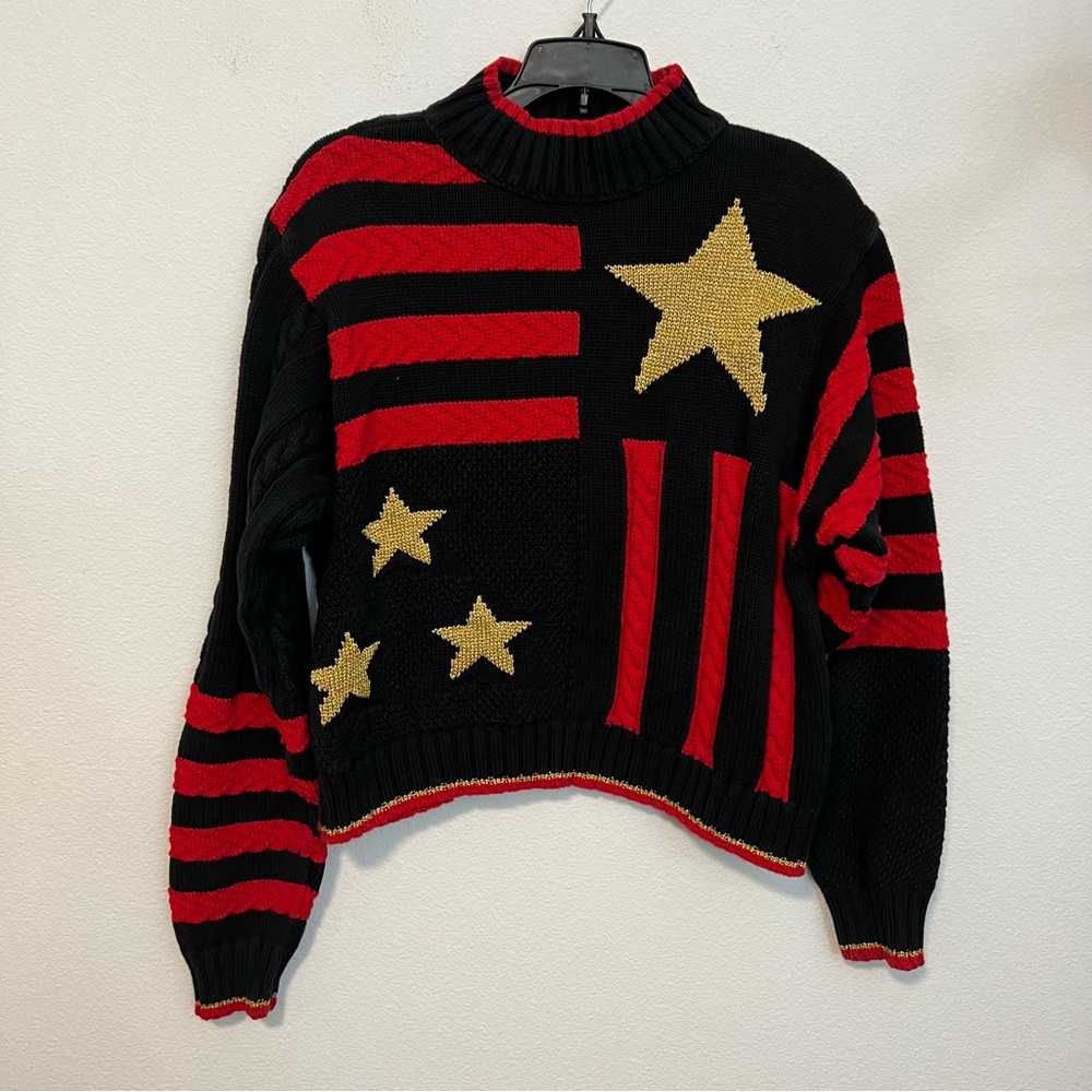 Liz Wear Vintage Y2K Cropped Cable Knit Long Sleeve Sweat Sz Med